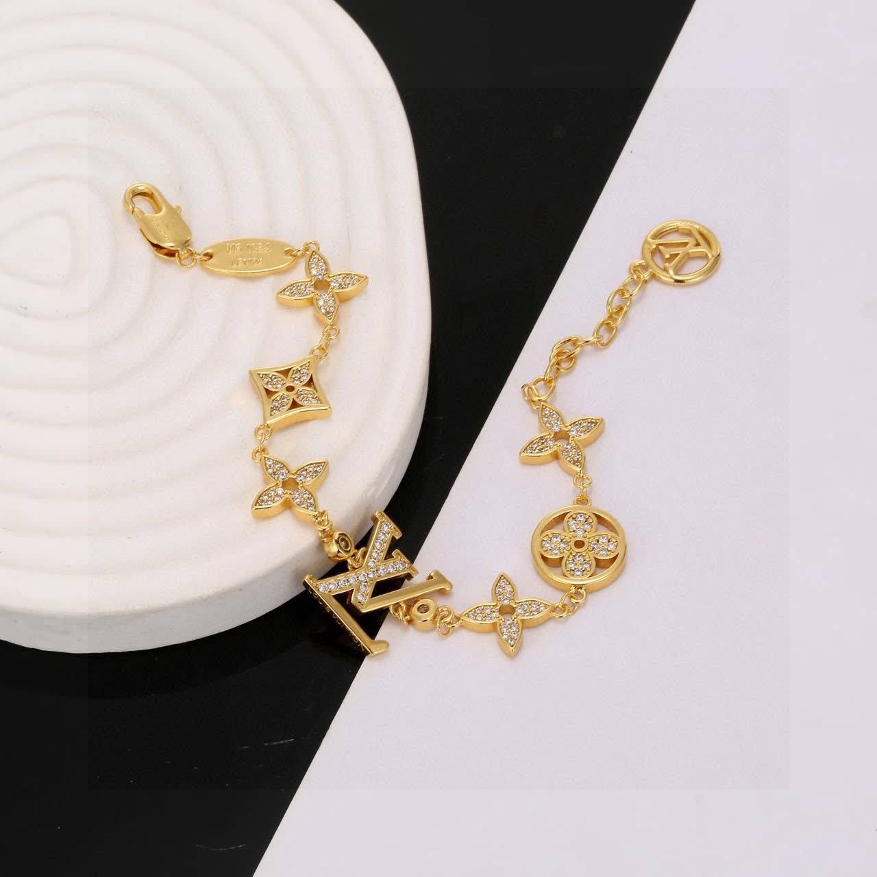 Louis Vuitton Gold Tone Monogram Bracelet